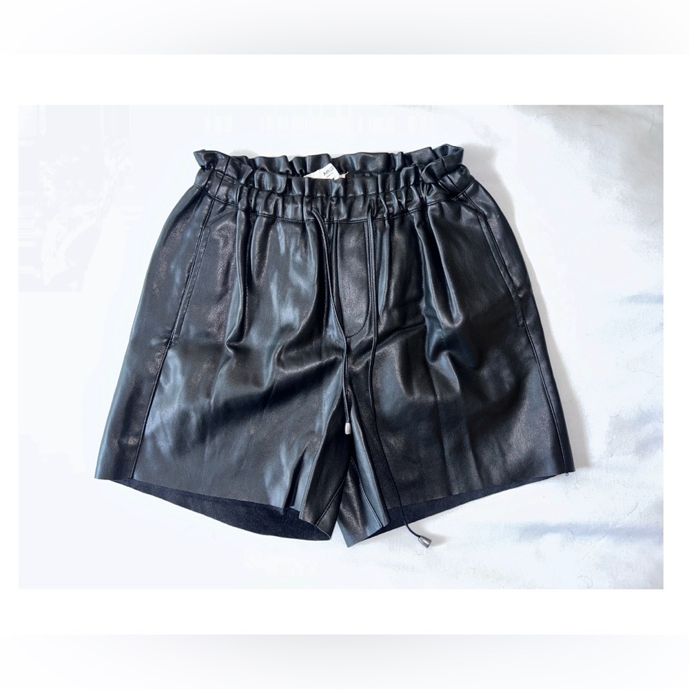 MNG Black Faux Leather Shorts